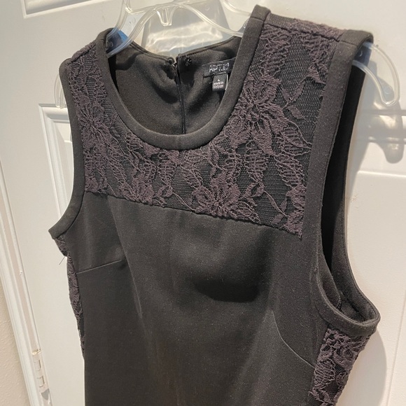 Apt. 9 Black Lace Details Sheath Dress Size Large, NEW Stretch Mini Bodycon - Picture 4 of 10